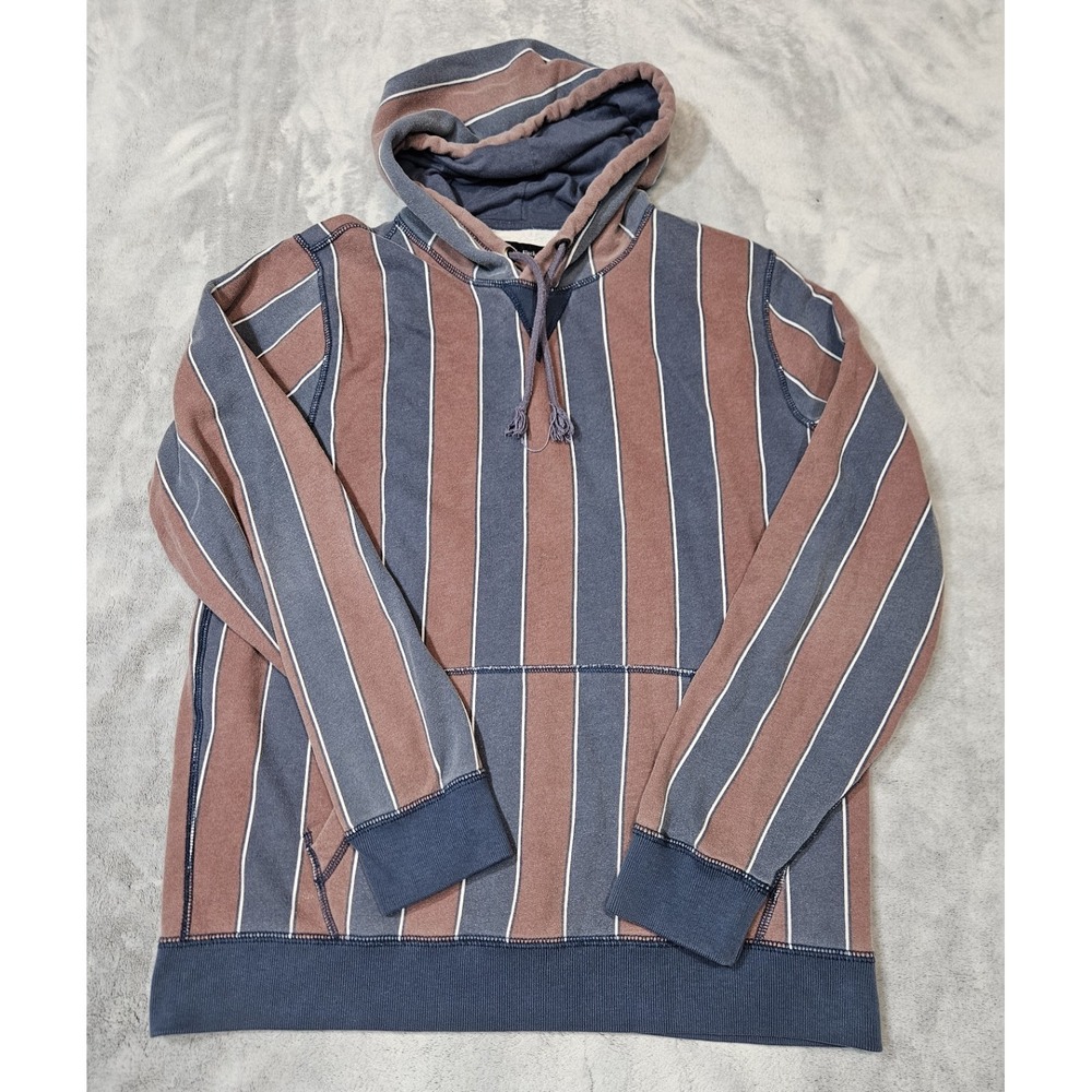 Abercrombie and Fitch Soft AF Fleece Hoodie Men's Large Faded Navy Rust Brown